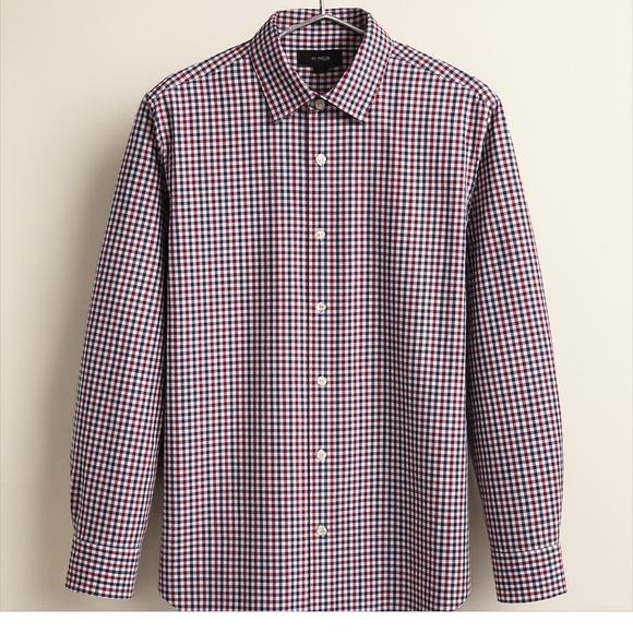 Banana Republic Men’s Large Plaid Non-Iron Dress Shirt Red and Blue Plaid. - Picture 1 of 7